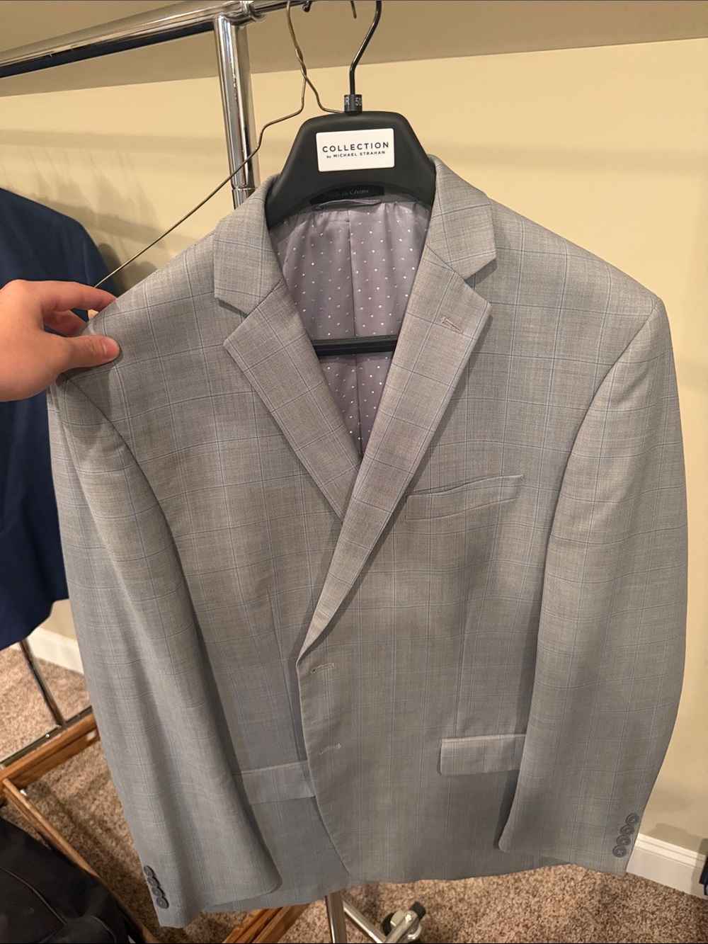 Collection by Michael Strahan Light Gray Windowpane Suit Jacket
